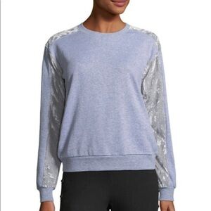 Free Generation gray crushed velvet paneled sweatshirt, Sz. M